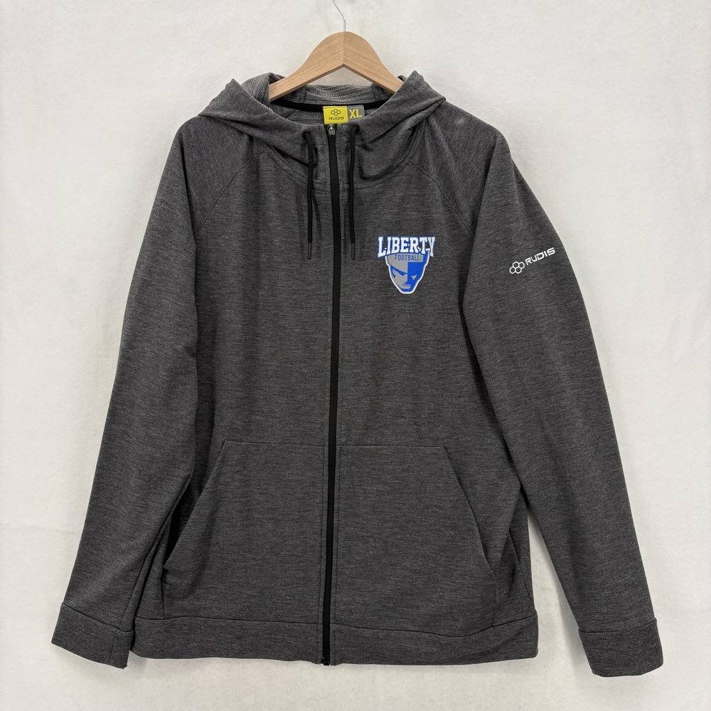 Liberty Football Sweatshirt Mens XL Gray Full Zip Hoodie RUDIS Jacket Athletic